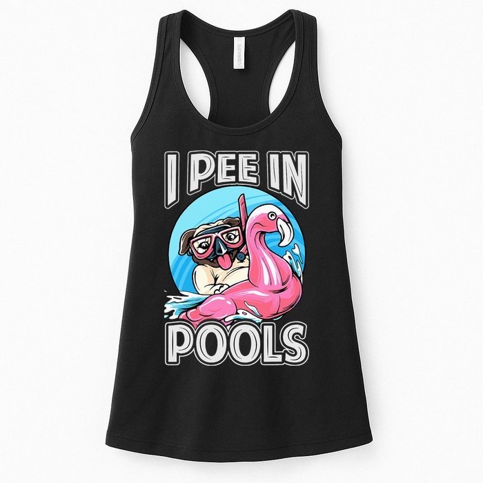 I Pee In Pools Funny Dog Swimming Pool Jokes Womens Tank Top