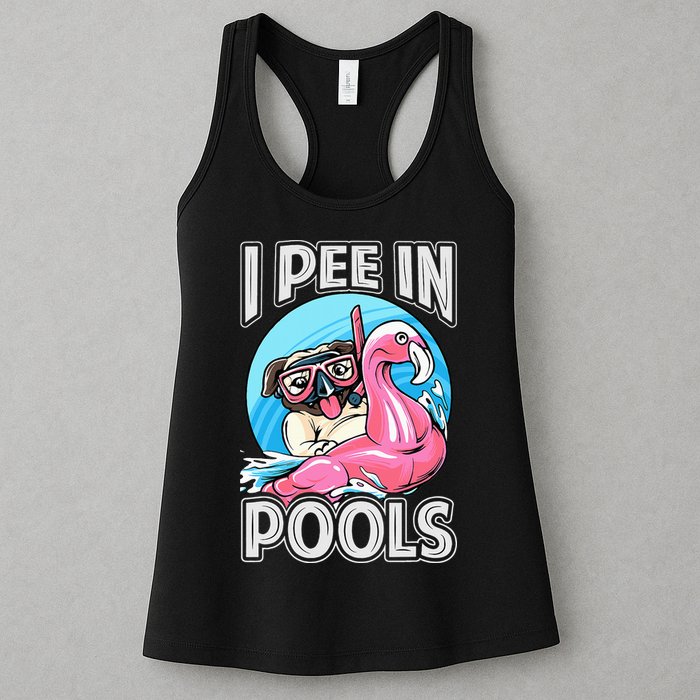 I Pee In Pools Funny Dog Swimming Pool Jokes Womens Tank Top
