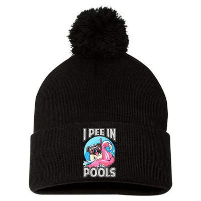 I Pee In Pools Funny Dog Swimming Pool Jokes Pom Pom 12in Knit Beanie