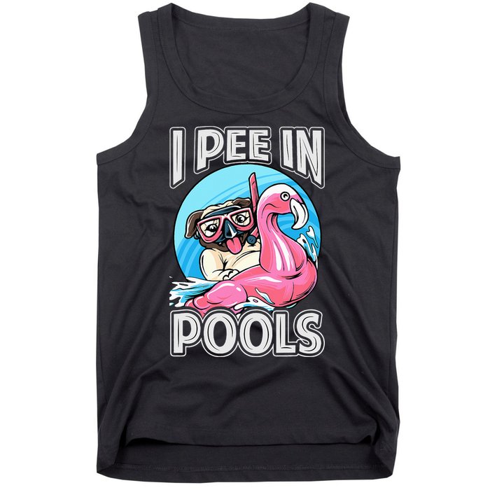 I Pee In Pools Funny Dog Swimming Pool Jokes Tank Top