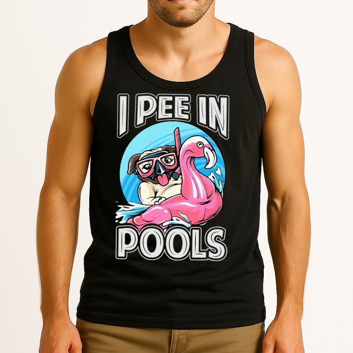 I Pee In Pools Funny Dog Swimming Pool Jokes Tank Top