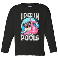 I Pee In Pools Funny Dog Swimming Pool Jokes Toddler Long Sleeve Shirt