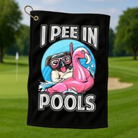I Pee In Pools Funny Dog Swimming Pool Jokes Golf Towel