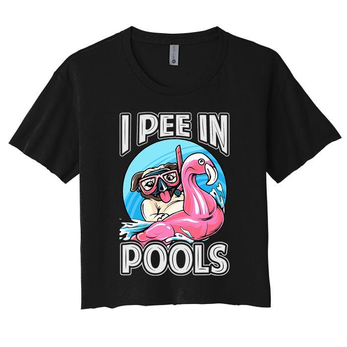 I Pee In Pools Funny Dog Swimming Pool Jokes Crop Top
