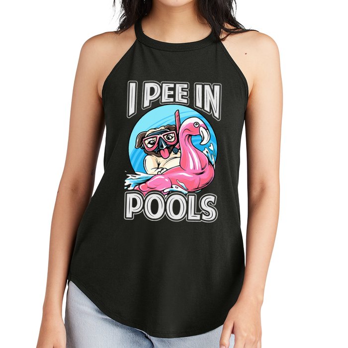 I Pee In Pools Funny Dog Swimming Pool Jokes Women's Perfect Tri Rocker Tank