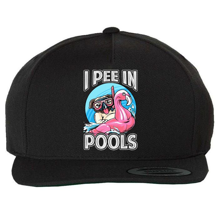 I Pee In Pools Funny Dog Swimming Pool Jokes Wool Snapback Cap