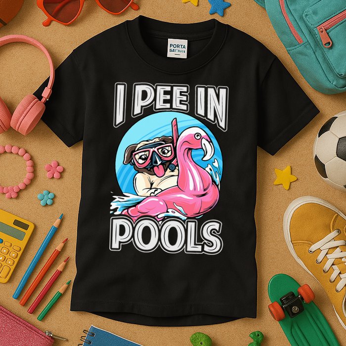 I Pee In Pools Funny Dog Swimming Pool Jokes Kids T-Shirt