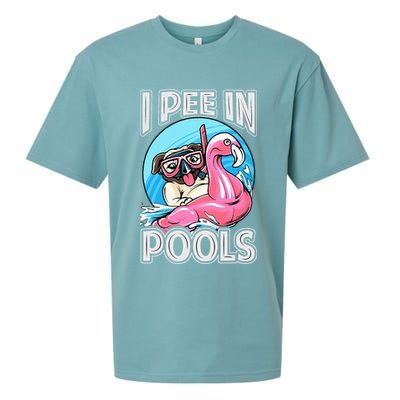 I Pee In Pools Funny Dog Swimming Pool Jokes Sueded Cloud Jersey T-Shirt