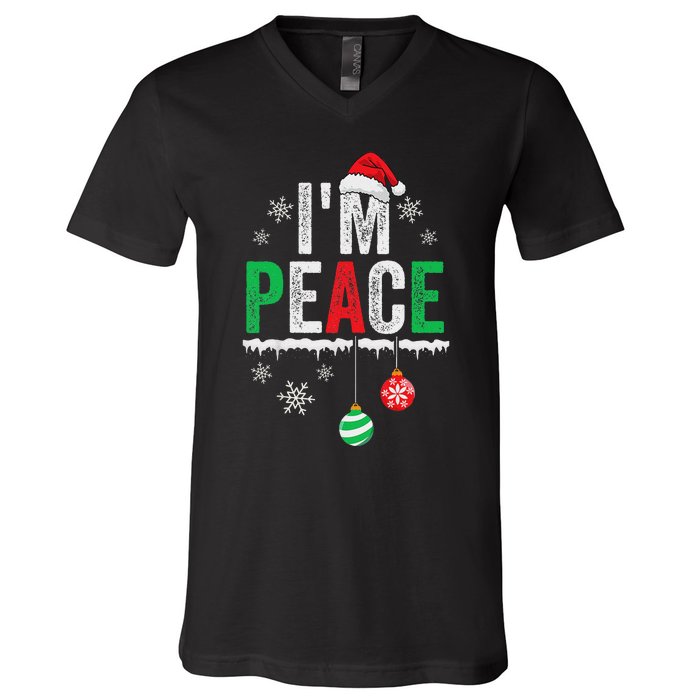 IM Peace I Come In Peace Funny Matching Couple Christmas V-Neck T-Shirt