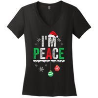 IM Peace I Come In Peace Funny Matching Couple Christmas Women's V-Neck T-Shirt