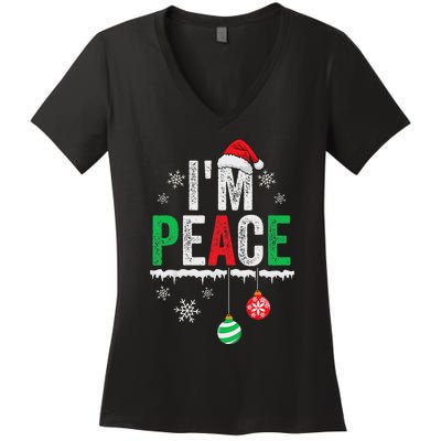 IM Peace I Come In Peace Funny Matching Couple Christmas Women's V-Neck T-Shirt