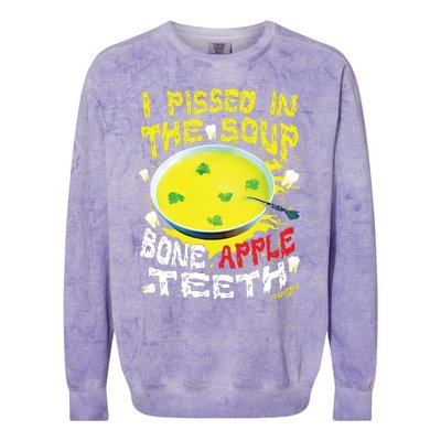 I Pissed In The Soup Bone Apple Teeth Colorblast Crewneck Sweatshirt