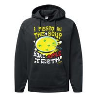 I Pissed In The Soup Bone Apple Teeth Performance Fleece Hoodie