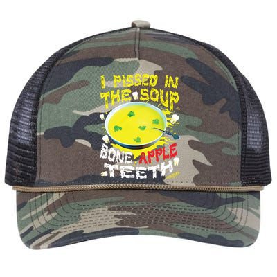 I Pissed In The Soup Bone Apple Teeth Retro Rope Trucker Hat Cap