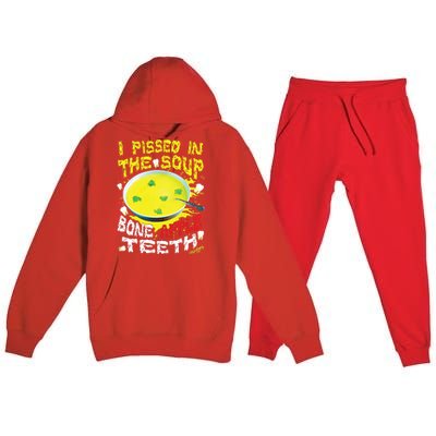 I Pissed In The Soup Bone Apple Teeth Premium Hooded Sweatsuit Set