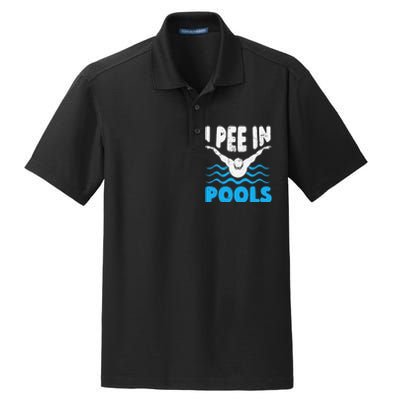 I Pee In Pools Funny Swimmer Swimming Coach Player Graphic Dry Zone Grid Polo