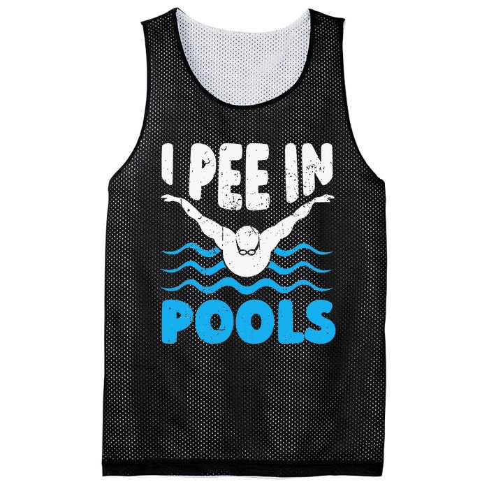 I Pee In Pools Funny Swimmer Swimming Coach Player Graphic Mesh Reversible Basketball Jersey Tank