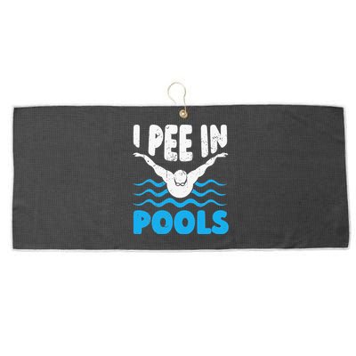 I Pee In Pools Funny Swimmer Swimming Coach Player Graphic Large Microfiber Waffle Golf Towel