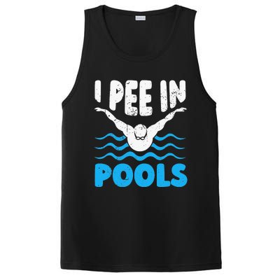 I Pee In Pools Funny Swimmer Swimming Coach Player Graphic PosiCharge Competitor Tank