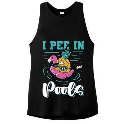 I Pee In Pools Swimming Joke Peeing In Public Pools Ladies PosiCharge Tri-Blend Wicking Tank