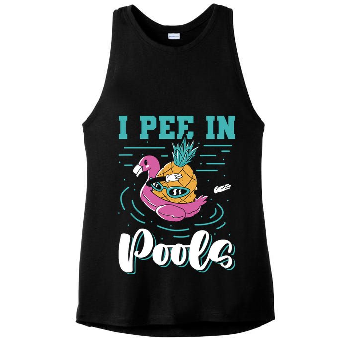 I Pee In Pools Swimming Joke Peeing In Public Pools Ladies PosiCharge Tri-Blend Wicking Tank