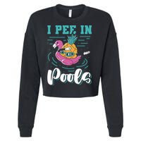 I Pee In Pools Swimming Joke Peeing In Public Pools Cropped Pullover Crew