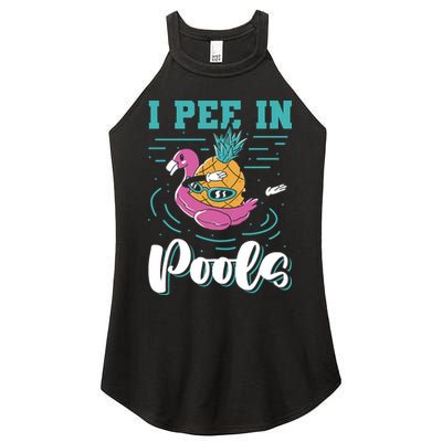 I Pee In Pools Swimming Joke Peeing In Public Pools Women's Perfect Tri Rocker Tank