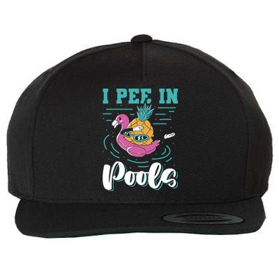 I Pee In Pools Swimming Joke Peeing In Public Pools Wool Snapback Cap