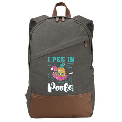I Pee In Pools Swimming Joke Peeing In Public Pools Cotton Canvas Backpack