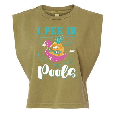 I Pee In Pools Swimming Joke Peeing In Public Pools Garment-Dyed Women's Muscle Tee
