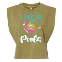 I Pee In Pools Swimming Joke Peeing In Public Pools Garment-Dyed Women's Muscle Tee