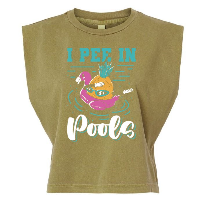 I Pee In Pools Swimming Joke Peeing In Public Pools Garment-Dyed Women's Muscle Tee