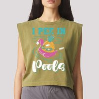 I Pee In Pools Swimming Joke Peeing In Public Pools Garment-Dyed Women's Muscle Tee