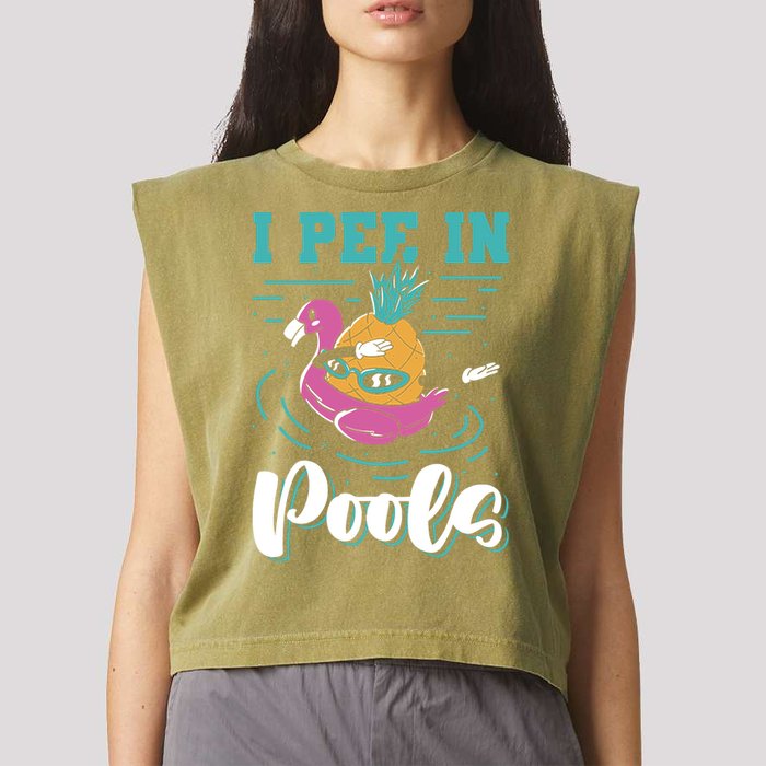 I Pee In Pools Swimming Joke Peeing In Public Pools Garment-Dyed Women's Muscle Tee