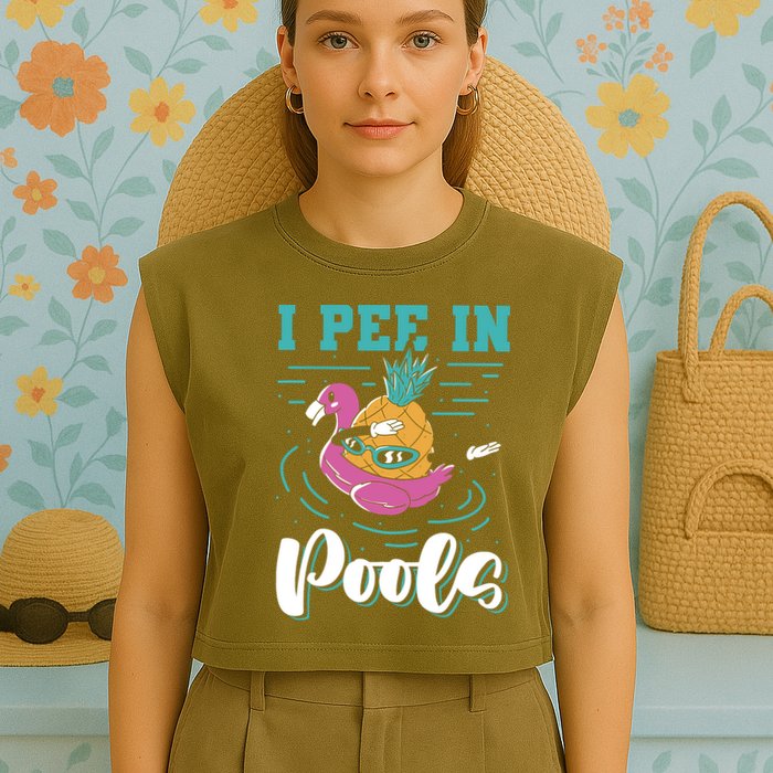 I Pee In Pools Swimming Joke Peeing In Public Pools Garment-Dyed Women's Muscle Tee