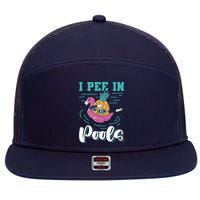 I Pee In Pools Swimming Joke Peeing In Public Pools 7 Panel Mesh Trucker Snapback Hat