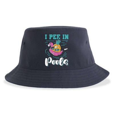 I Pee In Pools Swimming Joke Peeing In Public Pools Sustainable Bucket Hat