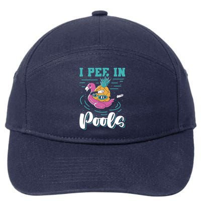 I Pee In Pools Swimming Joke Peeing In Public Pools 7-Panel Snapback Hat