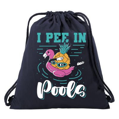 I Pee In Pools Swimming Joke Peeing In Public Pools Drawstring Bag