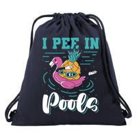 I Pee In Pools Swimming Joke Peeing In Public Pools Drawstring Bag