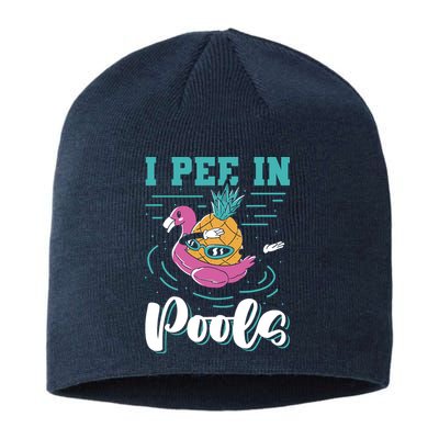 I Pee In Pools Swimming Joke Peeing In Public Pools Sustainable Beanie