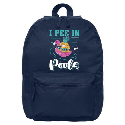 I Pee In Pools Swimming Joke Peeing In Public Pools 16 in Basic Backpack