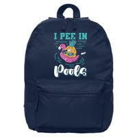 I Pee In Pools Swimming Joke Peeing In Public Pools 16 in Basic Backpack