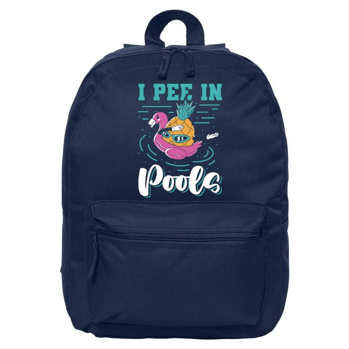 I Pee In Pools Swimming Joke Peeing In Public Pools 16 in Basic Backpack