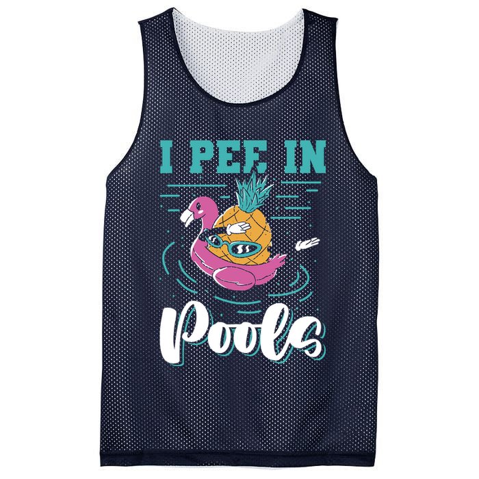 I Pee In Pools Swimming Joke Peeing In Public Pools Mesh Reversible Basketball Jersey Tank