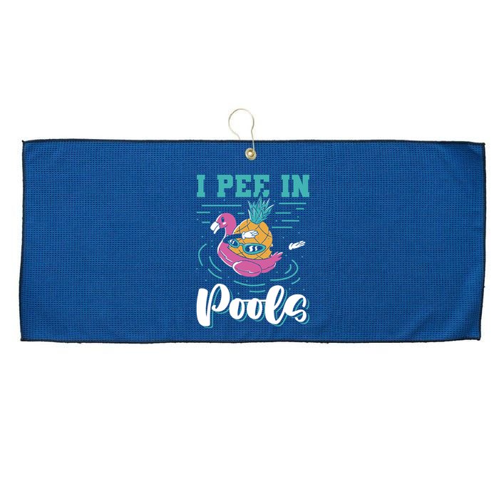 I Pee In Pools Swimming Joke Peeing In Public Pools Large Microfiber Waffle Golf Towel