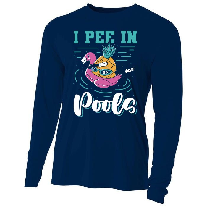 I Pee In Pools Swimming Joke Peeing In Public Pools Cooling Performance Long Sleeve Crew