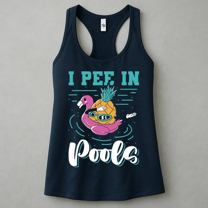 I Pee In Pools Swimming Joke Peeing In Public Pools Womens Tank Top