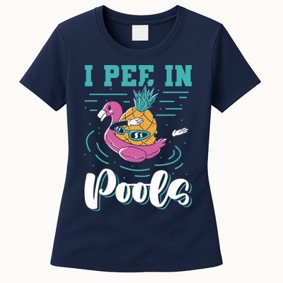 I Pee In Pools Swimming Joke Peeing In Public Pools Womens T-Shirt