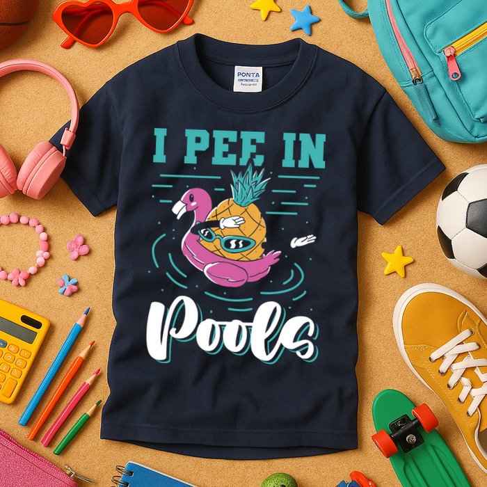 I Pee In Pools Swimming Joke Peeing In Public Pools Kids T-Shirt